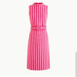 Barbie Pink J.Crew Tweed Belted Dress Size 2 NWT